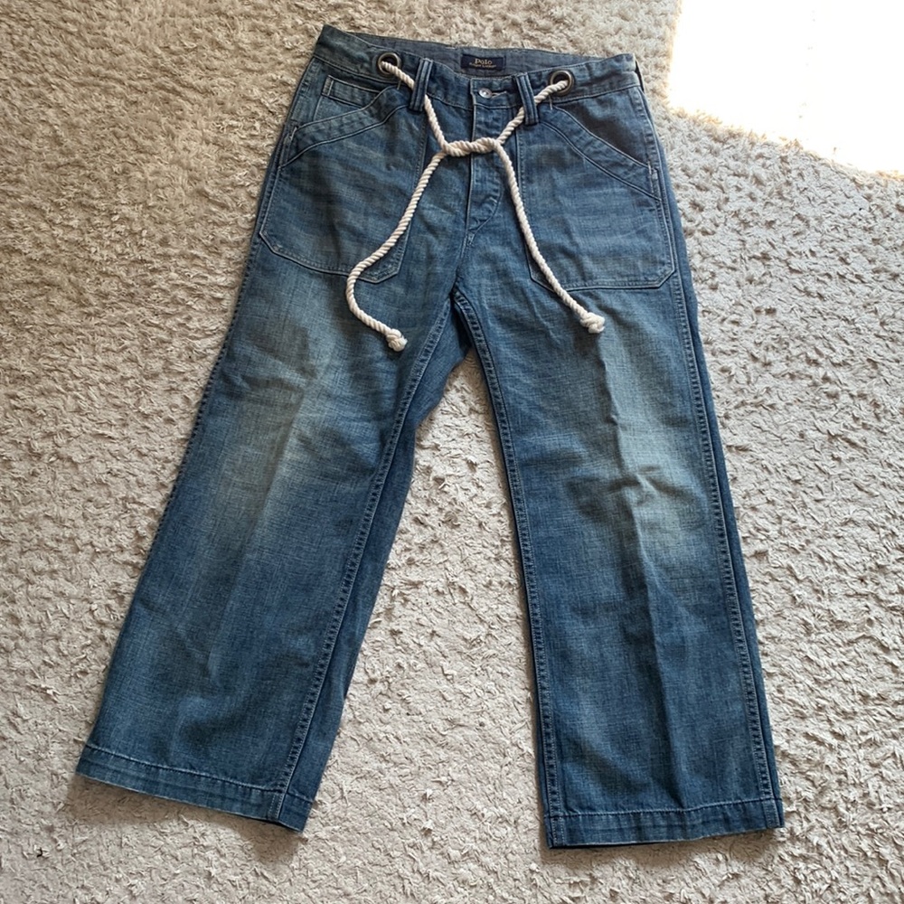 Polo Ralph Lauren Cropped Wide Leg Jean w/Rope Belt